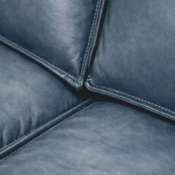 Casa Padrino Luxus Leder Sofa Vintage Blau / Schwarz 210 cm - Echtleder Möbel