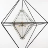 Casa Padrino Luxus LED Hängeleuchte Schwarz 45,7 x 45,7 x H. 64,1 cm - Designer Lampe mit handgefertigtem Schmiedeeisen Rahmen