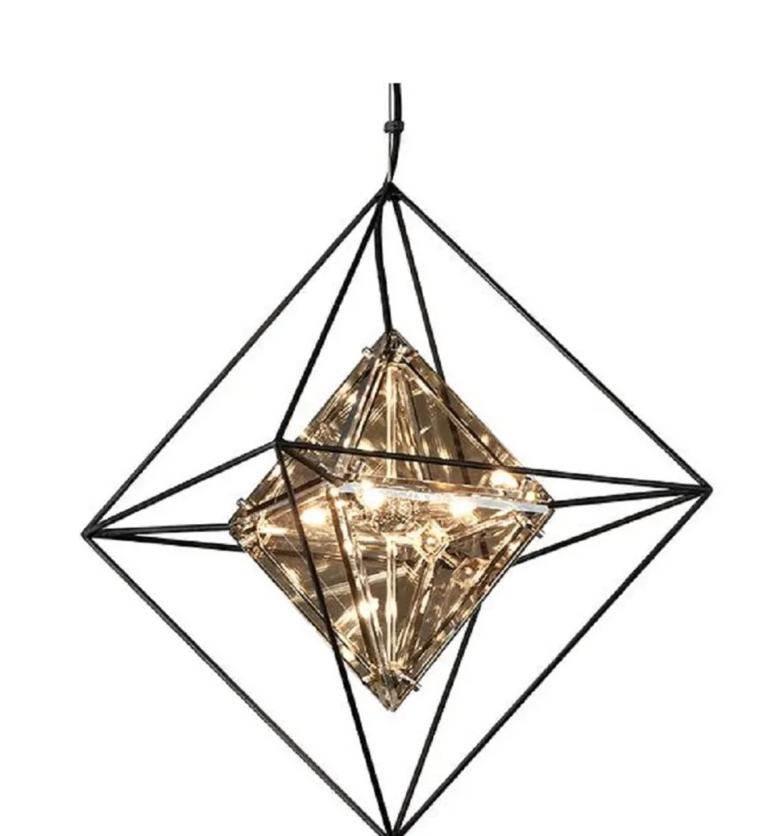Casa Padrino Luxus LED Hängeleuchte Schwarz 45,7 x 45,7 x H. 64,1 cm - Designer Lampe mit handgefertigtem Schmiedeeisen Rahmen