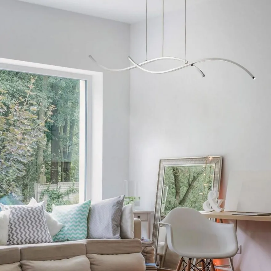 Casa Padrino Luxus LED-Hängeleuchte Silber 70 x H. 6,8 cm - Moderne Designer Deckenlampe