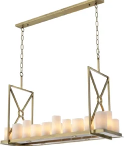 Casa Padrino Luxus LED Kronleuchter Messingfarben / Weiß 120 x 39 x H. 79 cm - Moderner Kronleuchter mit Fernbedienung - Luxus Qualität