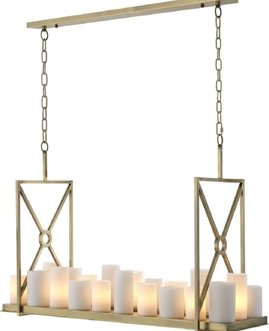 Casa Padrino Luxus LED Kronleuchter Messingfarben / Weiß 120 x 39 x H. 79 cm - Moderner Kronleuchter mit Fernbedienung - Luxus Qualität