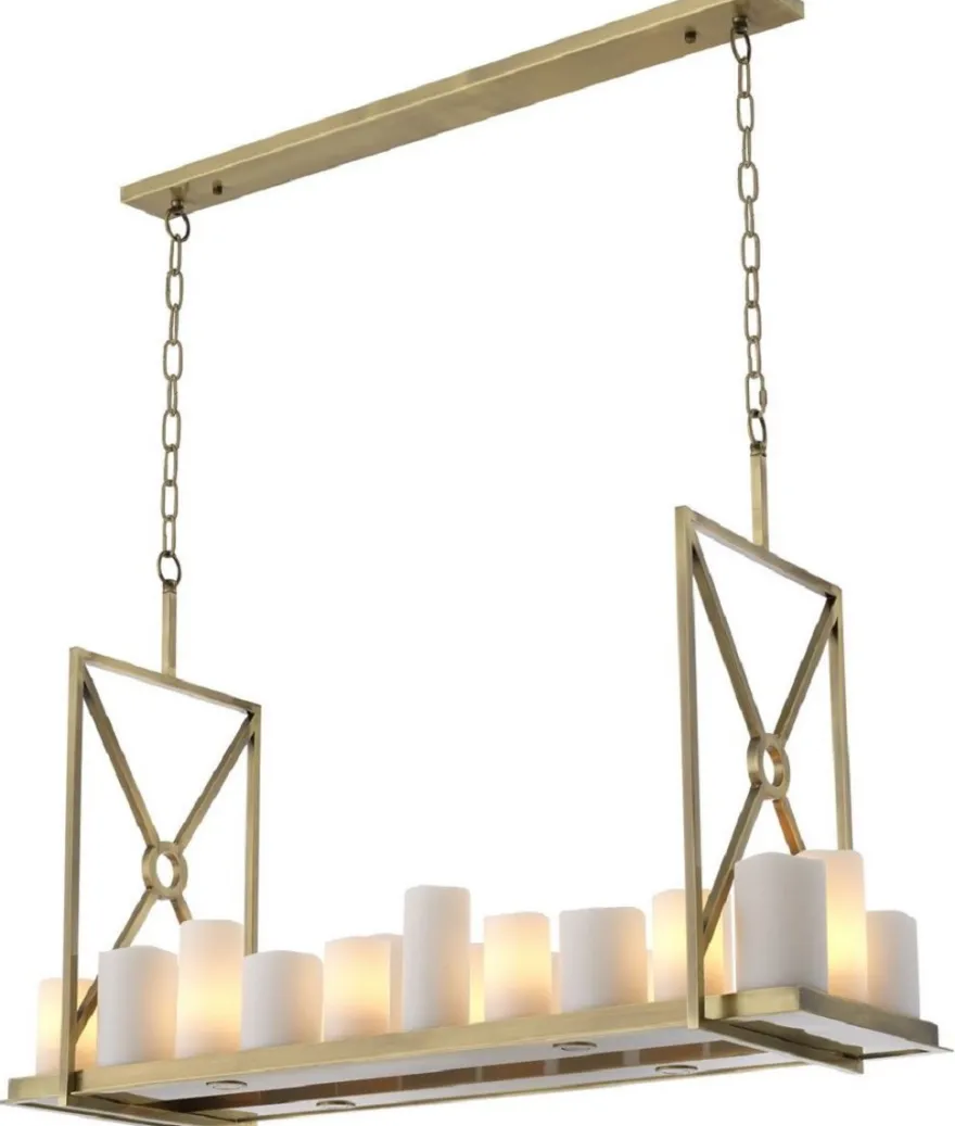Casa Padrino Luxus LED Kronleuchter Messingfarben / Weiß 120 x 39 x H. 79 cm - Moderner Kronleuchter mit Fernbedienung - Luxus Qualität