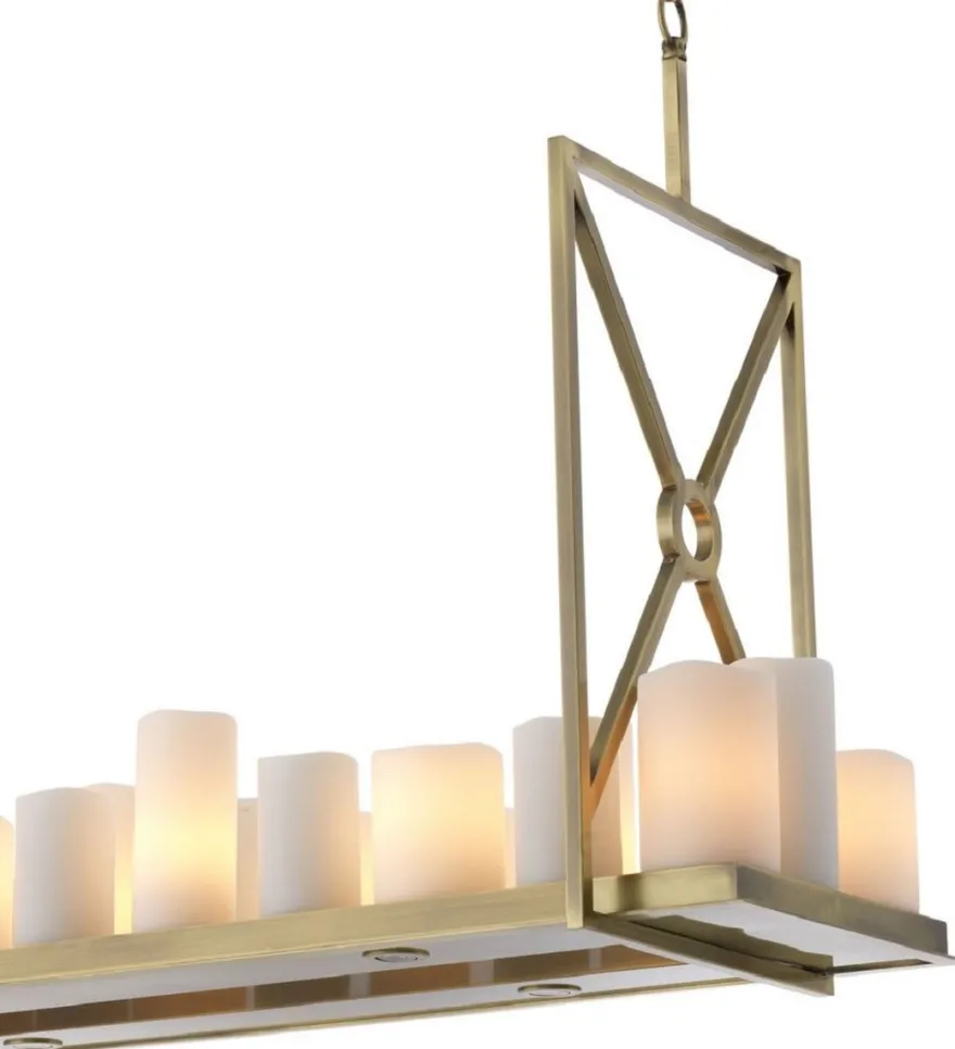Casa Padrino Luxus LED Kronleuchter Messingfarben / Weiß 120 x 39 x H. 79 cm - Moderner Kronleuchter mit Fernbedienung - Luxus Qualität