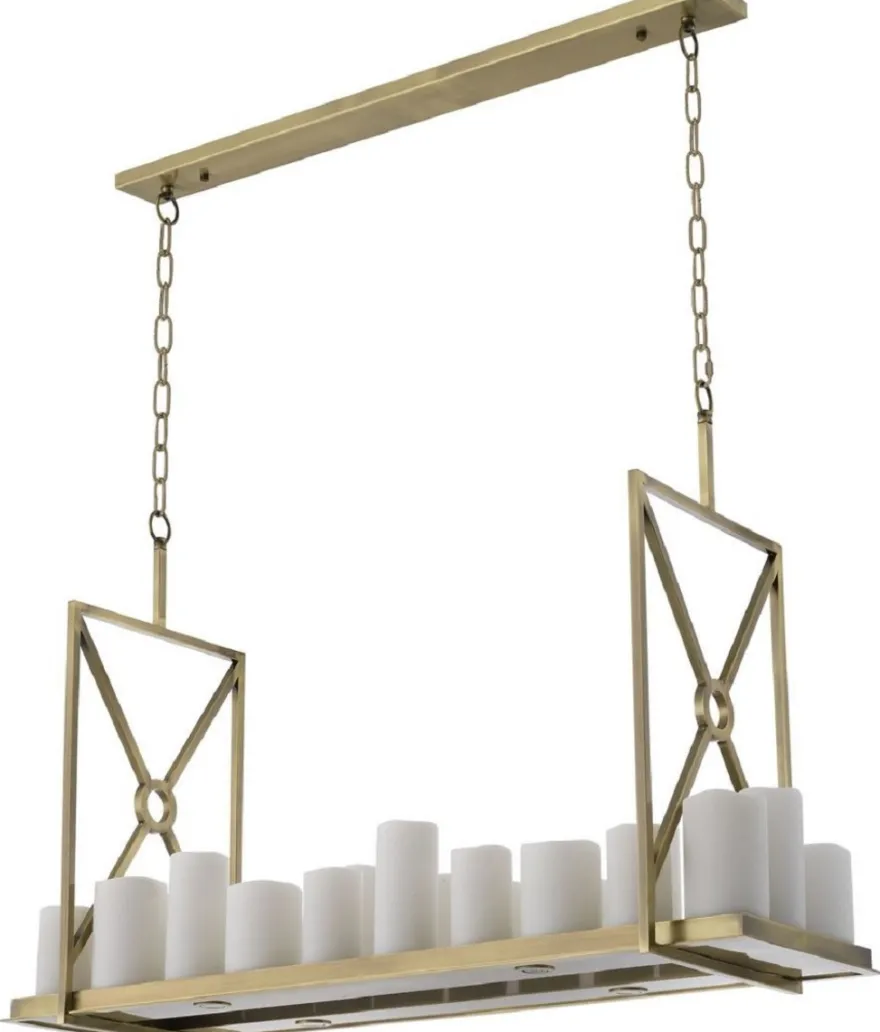 Casa Padrino Luxus LED Kronleuchter Messingfarben / Weiß 120 x 39 x H. 79 cm - Moderner Kronleuchter mit Fernbedienung - Luxus Qualität