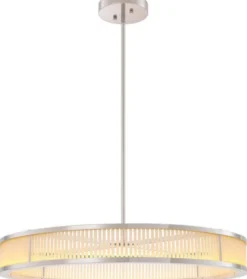 Casa Padrino Luxus LED Kronleuchter Silber / Weiß Ø 90 x H. 15 cm - Moderner runder dimmbarer Kronleuchter - Luxus Qualität