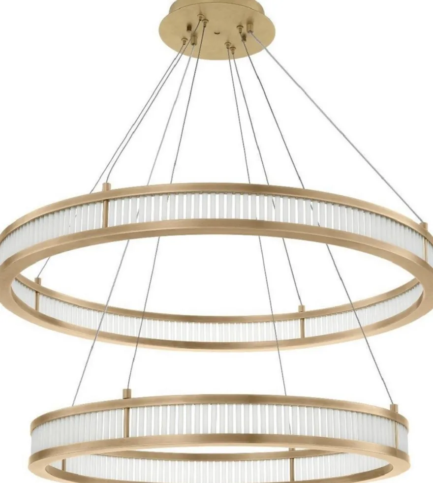 Casa Padrino Luxus LED Kronleuchter Antik Messingfarben / Weiß Ø 85 cm - Moderner runder Kronleuchter - Wohnzimmer Kronleuchter - Hotel Kronleuchter
