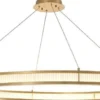 Casa Padrino Luxus LED Kronleuchter Antik Messingfarben / Weiß Ø 139 cm - Moderner runder Kronleuchter - Wohnzimmer Kronleuchter - Hotel Kronleuchter