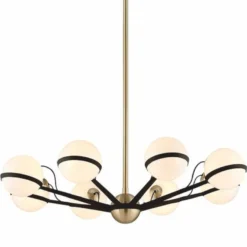 Casa Padrino Luxus LED Kronleuchter Bronze / Messing / Weiß Ø 95,9 x H. 22,9 cm - Kronleuchter mit kugelförmigen Lampenschirmen - Luxus Qualität