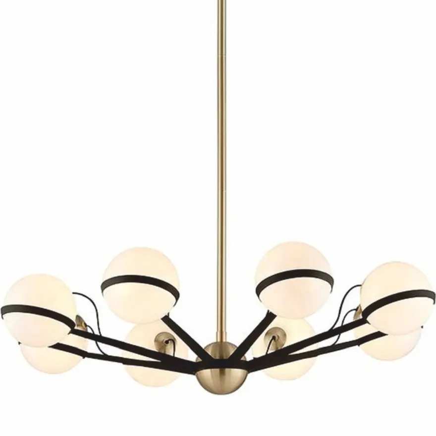 Casa Padrino Luxus LED Kronleuchter Bronze / Messing / Weiß Ø 95,9 x H. 22,9 cm - Kronleuchter mit kugelförmigen Lampenschirmen - Luxus Qualität