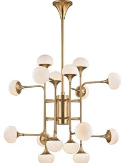 Casa Padrino Luxus LED Kronleuchter Antik Messingfarben / Weiß Ø 92,7 x H. 83,8 cm - Kronleuchter mit kugelförmigen Glas Lampenschirmen - Luxus Qualität