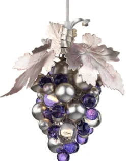 Casa Padrino Luxus LED Kronleuchter Weintrauben Silber / Lila Ø 13 x H. 21 cm - Moderner Metall Kronleuchter mit hochwertigem Murano Glas und Swarovski Kristallglas - Luxus Kollektion