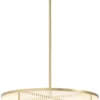 Casa Padrino Luxus LED Kronleuchter Antik Messingfarben / Weiß Ø 70 x H. 15 cm - Moderner runder dimmbarer Kronleuchter - Luxus Qualität