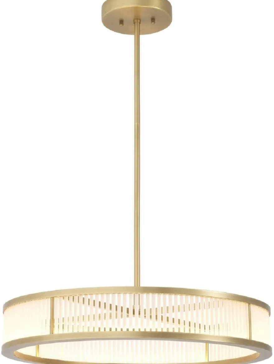 Casa Padrino Luxus LED Kronleuchter Antik Messingfarben / Weiß Ø 70 x H. 15 cm - Moderner runder dimmbarer Kronleuchter - Luxus Qualität