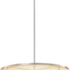 Casa Padrino Luxus LED Kronleuchter Silber / Weiß Ø 70 x H. 15 cm - Moderner runder dimmbarer Kronleuchter - Luxus Qualität
