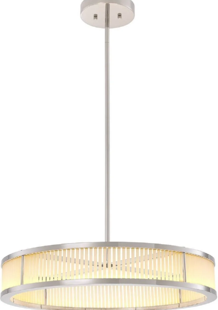 Casa Padrino Luxus LED Kronleuchter Silber / Weiß Ø 70 x H. 15 cm - Moderner runder dimmbarer Kronleuchter - Luxus Qualität