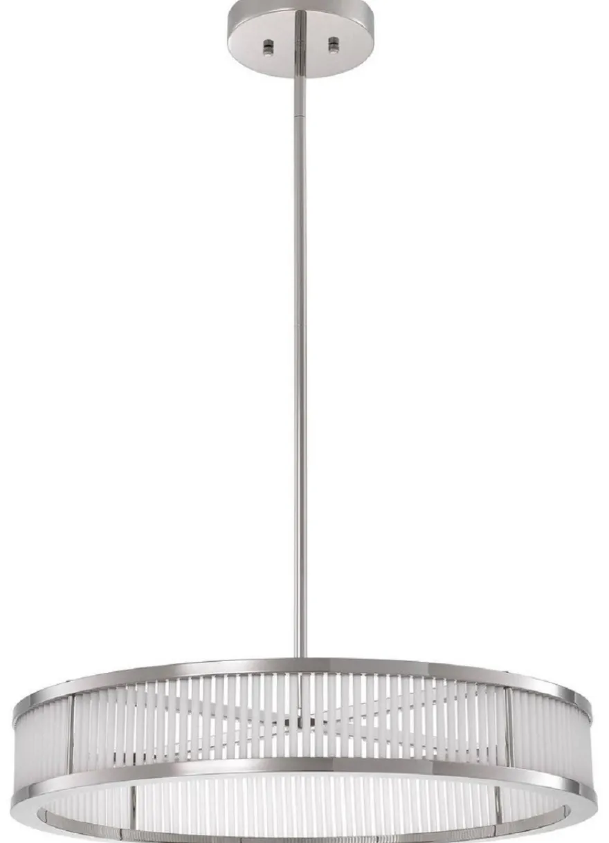 Casa Padrino Luxus LED Kronleuchter Silber / Weiß Ø 70 x H. 15 cm - Moderner runder dimmbarer Kronleuchter - Luxus Qualität