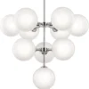 Casa Padrino Luxus LED Kronleuchter Silber Ø 75,6 x H. 63,5 cm - Kronleuchter mit kugelförmigen Lampenschirmen - Luxus Qualität