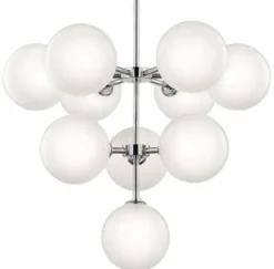 Casa Padrino Luxus LED Kronleuchter Silber Ø 75,6 x H. 63,5 cm - Kronleuchter mit kugelförmigen Lampenschirmen - Luxus Qualität