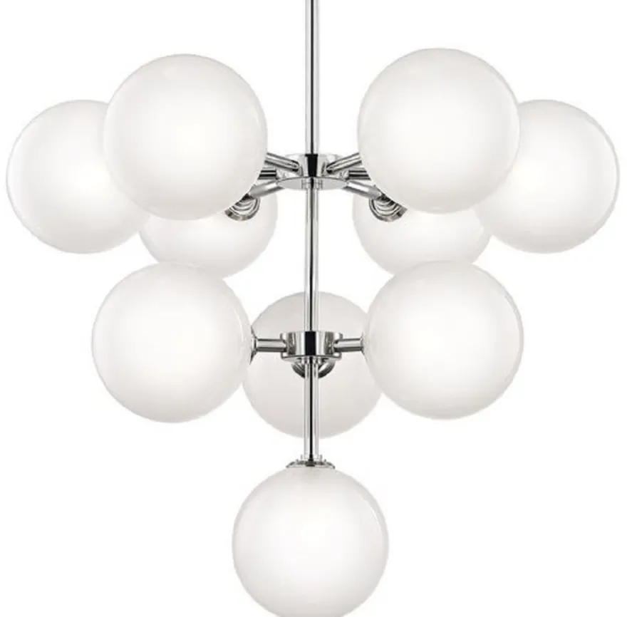 Casa Padrino Luxus LED Kronleuchter Silber Ø 75,6 x H. 63,5 cm - Kronleuchter mit kugelförmigen Lampenschirmen - Luxus Qualität