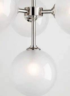 Casa Padrino Luxus LED Kronleuchter Silber Ø 75,6 x H. 63,5 cm - Kronleuchter mit kugelförmigen Lampenschirmen - Luxus Qualität