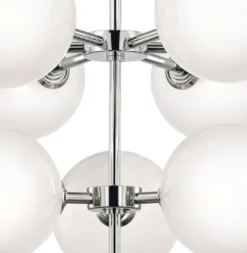 Casa Padrino Luxus LED Kronleuchter Silber Ø 75,6 x H. 63,5 cm - Kronleuchter mit kugelförmigen Lampenschirmen - Luxus Qualität