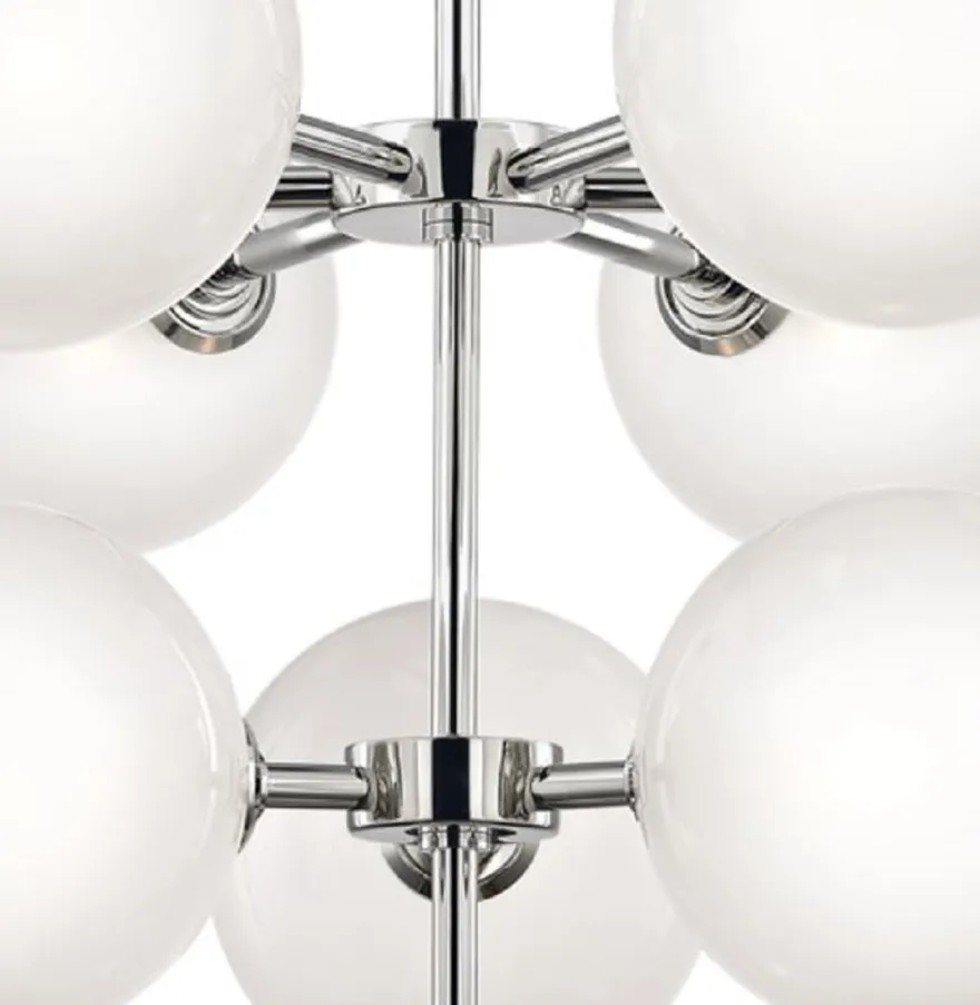 Casa Padrino Luxus LED Kronleuchter Silber Ø 75,6 x H. 63,5 cm - Kronleuchter mit kugelförmigen Lampenschirmen - Luxus Qualität