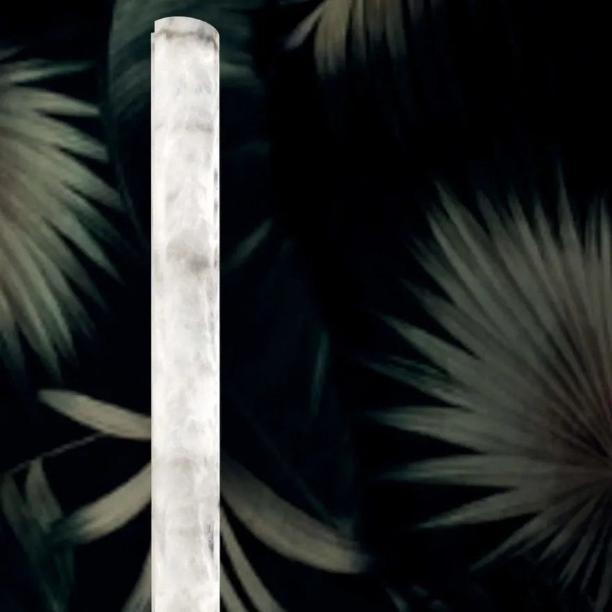 Casa Padrino Luxus LED Stehleuchte Alabaster / Schwarz H. 185 cm - Made in Italy