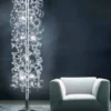 Casa Padrino Luxus LED Stehleuchte Silber Ø 40 x H. 170 cm - Wohnzimmer Stehlampe mit 60 Glaselementen - Hotel Stehleuchte - Luxus Qualität - Made in Italy