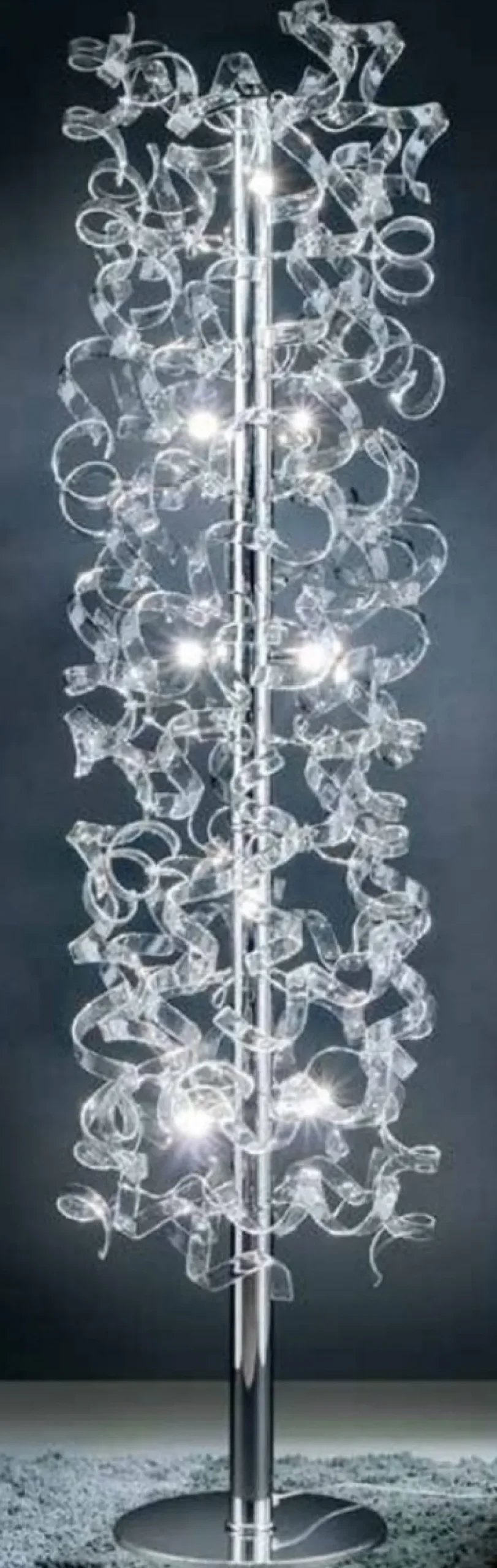 Casa Padrino Luxus LED Stehleuchte Silber Ø 40 x H. 170 cm - Wohnzimmer Stehlampe mit 60 Glaselementen - Hotel Stehleuchte - Luxus Qualität - Made in Italy