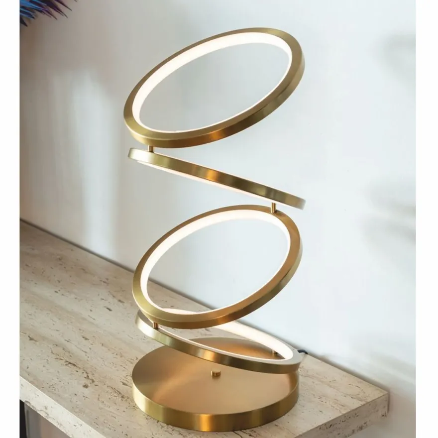 Casa Padrino Luxus LED Tischleuchte Gold Ø 25 x H. 53 cm - Runde Schreibtischleuchte