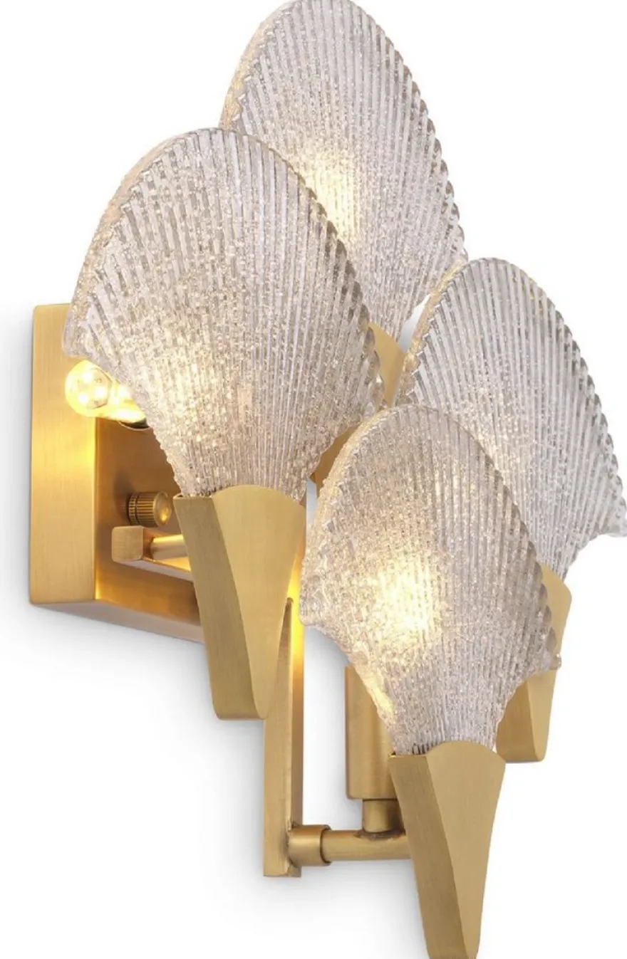 Casa Padrino Luxus LED Wandleuchte Antik Messingfarben / Grau 40 x 11 x H. 29,5 cm - Hotel & Restaurant Wandlampe - Luxus Kollektion