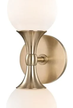 Casa Padrino Luxus LED Wandleuchte Antik Messingfarben / Weiß 12,1 x 15,2 x H. 34,2 cm - Wandlampe mit kugelförmigen Glas Lampenschirmen