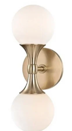Casa Padrino Luxus LED Wandleuchte Antik Messingfarben / Weiß 12,1 x 15,2 x H. 34,2 cm - Wandlampe mit kugelförmigen Glas Lampenschirmen