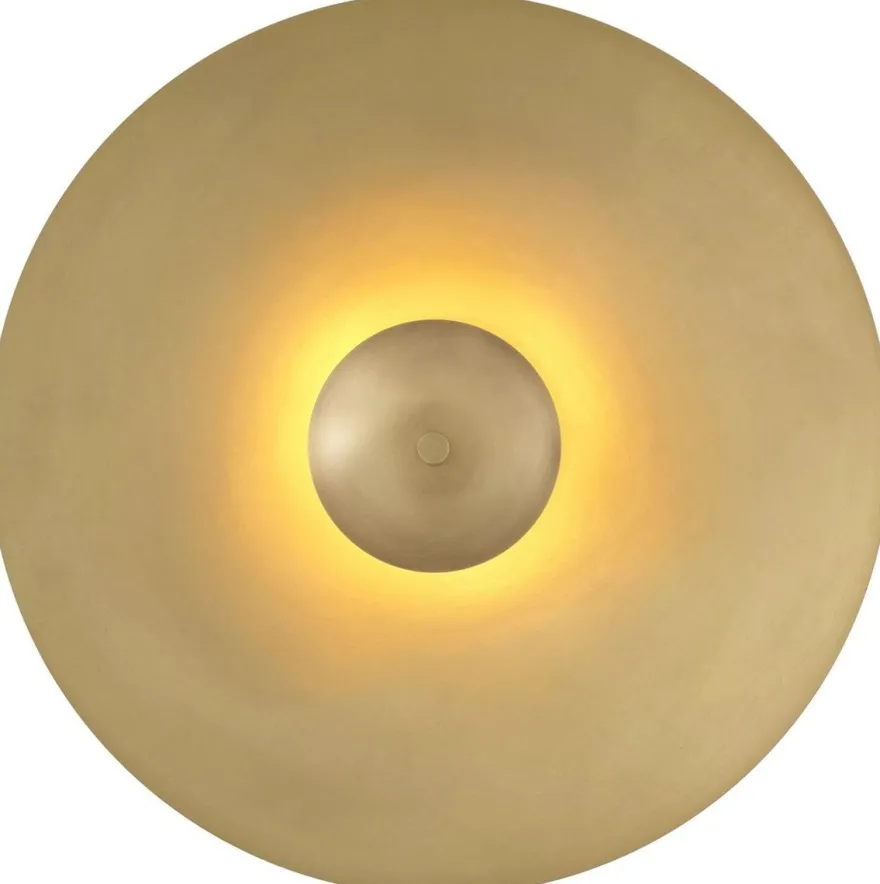 Casa Padrino Luxus LED Wandleuchte Antik Messingfarben Ø 37,5 cm - Runde Metall Wandlampe - Hotel & Restaurant Wandleuchte - Luxus Kollektion