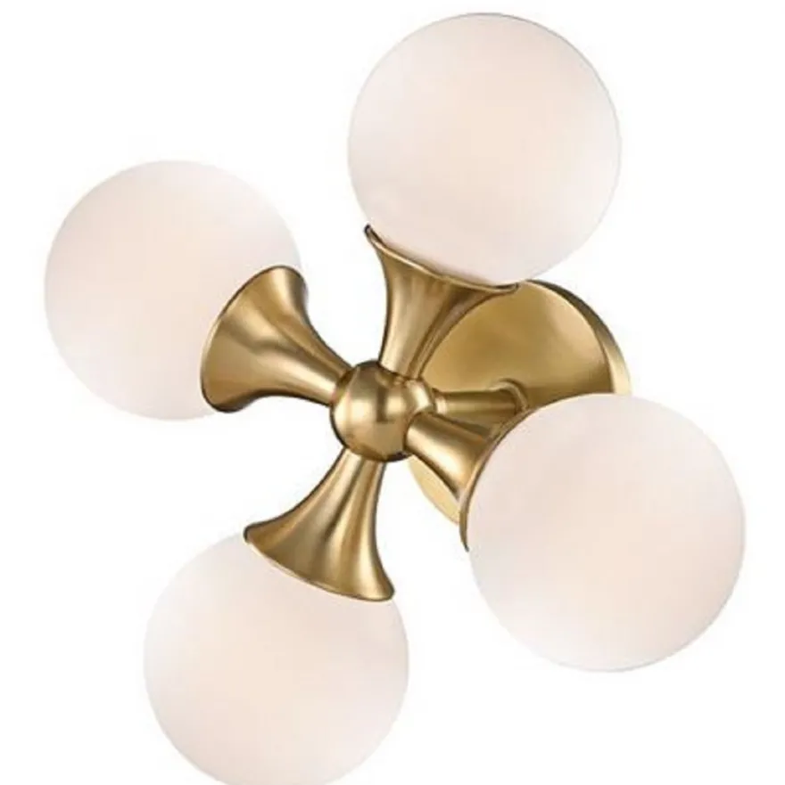 Casa Padrino Luxus LED Wandleuchte Antik Messingfarben / Weiß 35,6 x 17,2 x H. 35,6 cm - Wandlampe mit kugelförmigen Glas Lampenschirmen