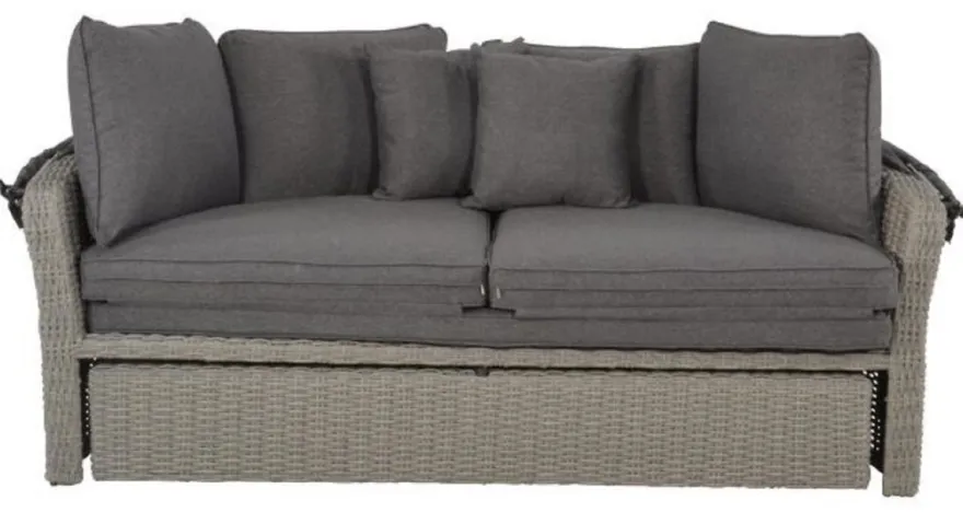 Casa Padrino Luxus Liegeinsel Dunkelgrau / Grau 200 x 182 x H. 161 cm - Wetterbeständiges Lounge Sofa mit Sonnendach - Moderne Garten Terrassen Hotel Möbel