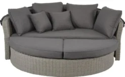 Casa Padrino Luxus Liegeinsel Dunkelgrau / Grau 200 x 182 x H. 161 cm - Wetterbeständiges Lounge Sofa mit Sonnendach - Moderne Garten Terrassen Hotel Möbel