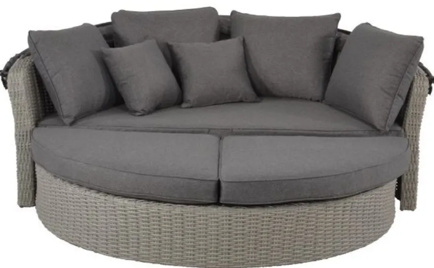 Casa Padrino Luxus Liegeinsel Dunkelgrau / Grau 200 x 182 x H. 161 cm - Wetterbeständiges Lounge Sofa mit Sonnendach - Moderne Garten Terrassen Hotel Möbel