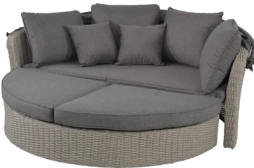 Casa Padrino Luxus Liegeinsel Dunkelgrau / Grau 200 x 182 x H. 161 cm - Wetterbeständiges Lounge Sofa mit Sonnendach - Moderne Garten Terrassen Hotel Möbel