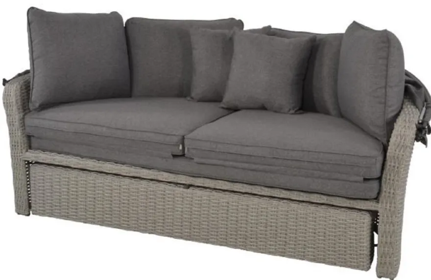 Casa Padrino Luxus Liegeinsel Dunkelgrau / Grau 200 x 182 x H. 161 cm - Wetterbeständiges Lounge Sofa mit Sonnendach - Moderne Garten Terrassen Hotel Möbel