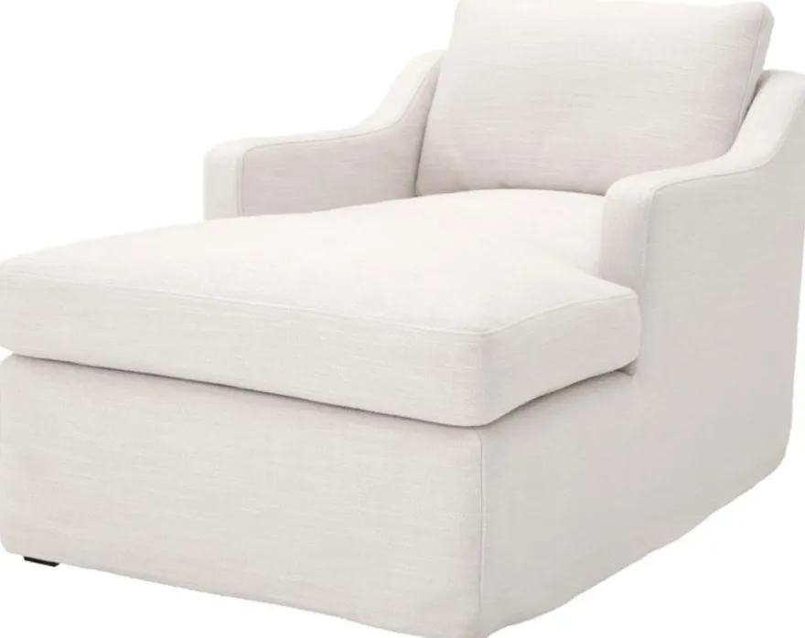 Casa Padrino Luxus Liegesessel / Schlafsessel Weiß 85 x 150 x H. 75 cm - Wohnzimmer Sessel