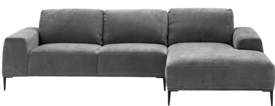 Casa Padrino Luxus Lounge Ecksofa Grau / Schwarz 285 x 164 x H. 80 cm - Wohnzimmer Sofa