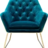 Casa Padrino Luxus Lounge Samt Sessel Blau / Messing 75 x 78 x H. 82 cm - Retro Wohnzimmer Sessel - Luxus Möbel