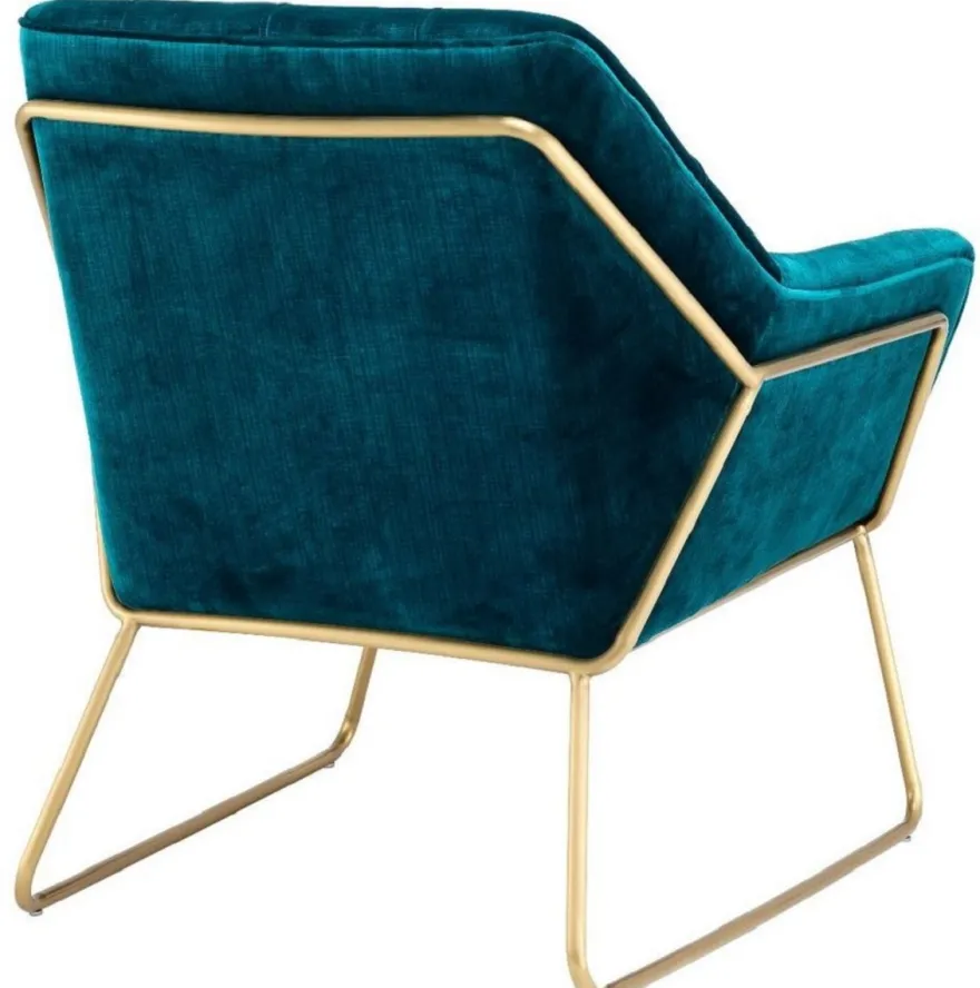 Casa Padrino Luxus Lounge Samt Sessel Blau / Messing 75 x 78 x H. 82 cm - Retro Wohnzimmer Sessel - Luxus Möbel