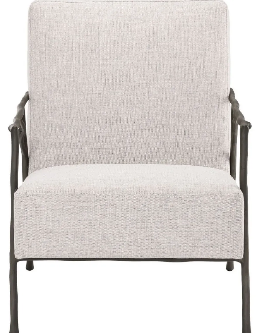 Casa Padrino Luxus Lounge Sessel Naturfarben / Bronze 63 x 81 x H. 82 cm - Wohnzimmer Sessel - Hotel Sessel - Luxus Möbel