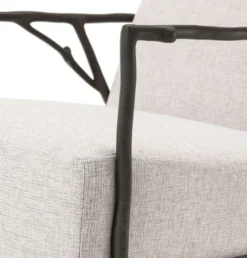 Casa Padrino Luxus Lounge Sessel Naturfarben / Bronze 63 x 81 x H. 82 cm - Wohnzimmer Sessel - Hotel Sessel - Luxus Möbel