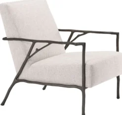Casa Padrino Luxus Lounge Sessel Naturfarben / Bronze 63 x 81 x H. 82 cm - Wohnzimmer Sessel - Hotel Sessel - Luxus Möbel