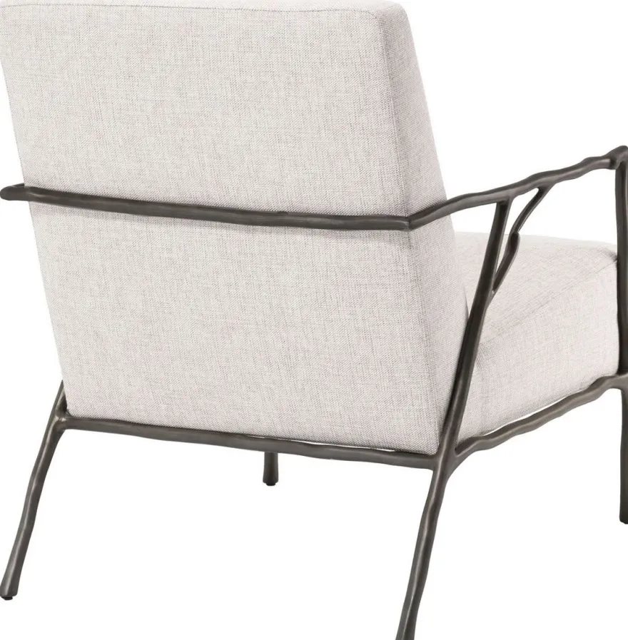 Casa Padrino Luxus Lounge Sessel Naturfarben / Bronze 63 x 81 x H. 82 cm - Wohnzimmer Sessel - Hotel Sessel - Luxus Möbel
