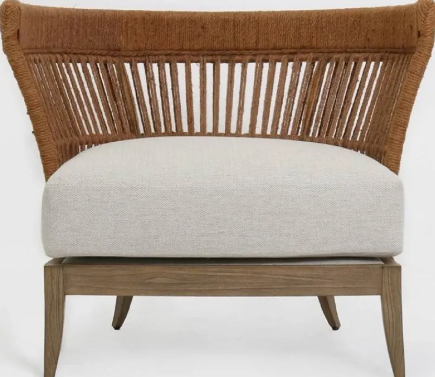 Casa Padrino Luxus Lounge Sessel Braun / Hellgrau 88 x 74 x H. 75 cm - Massivholz Wohnzimmer Sessel - Wohnzimmer Möbel - Luxus Möbel